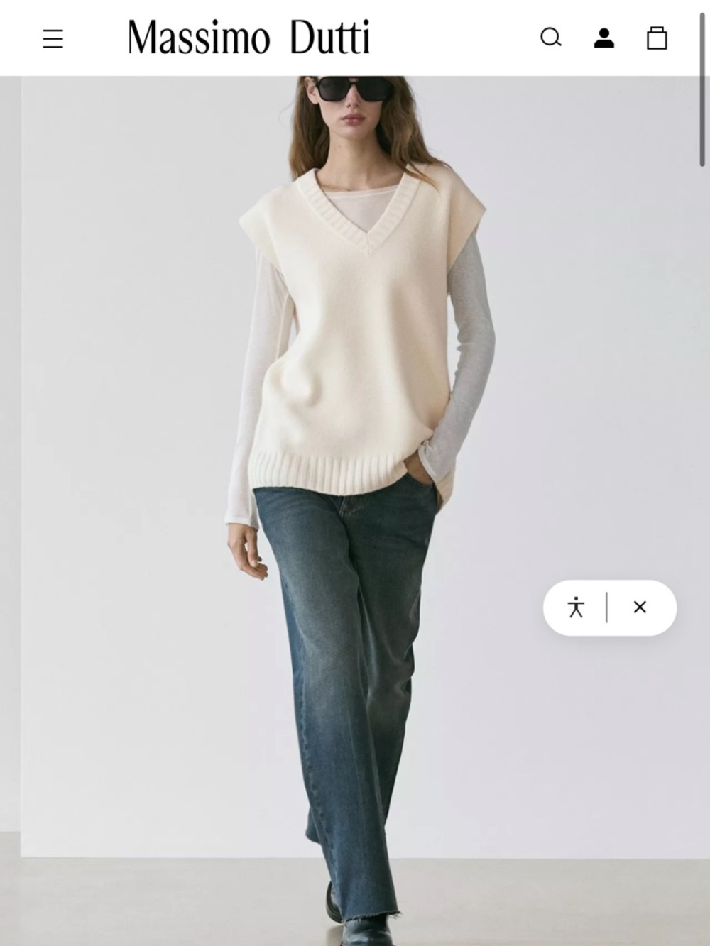 NWT Massimo Dutti Cream V-Neck Knit Sleeveless Sweater Vest